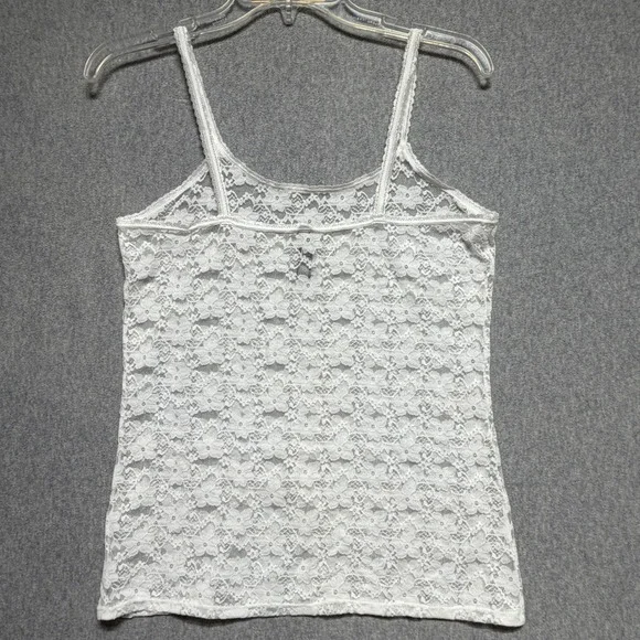 Smart & Sexy Women White Floral Sheer Lace Camisole Spaghetti Strap Top XL /8 - Picture 2 of 7